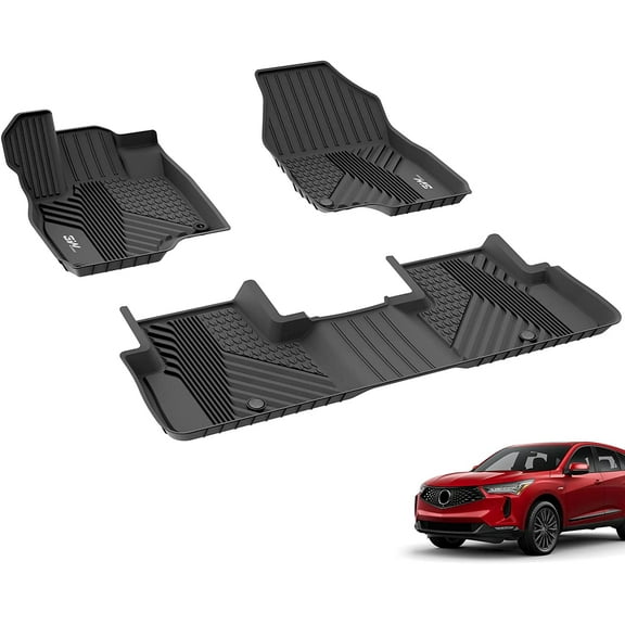 3W Floor Mats Compatible for Acura RDX 2019-2023 TPE All Weather Custom Fit Floor Liner for Acura RDX 1st and 2nd Row Full Set Car Liners Black