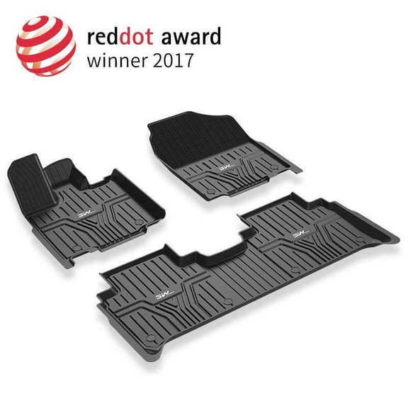3W Floor Mats Compatible for Honda CR-V 2017-2022 TPE All Weather Custom Fit Floor Liner for Honda CR-V 1st and 2nd Row Full Set Car Mats Black