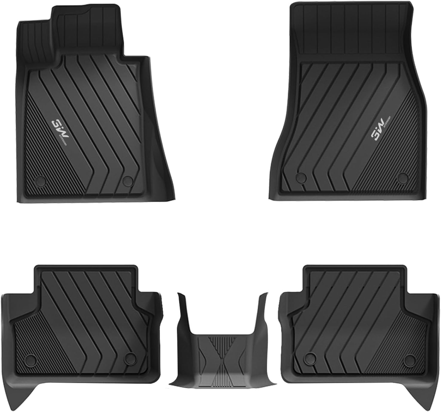 3W Floor Mats Custom Fit for BMW 5 Series 2017 2023 520i 528i 530i 540i 550i GT M5 All Weather TPE Floor Liner 1st 2nd Rows BMW 5 Series Accessories Black Full Set