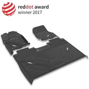 3W Floor Mats + Front Carpet for Ford F150 SuperCrew Cab 2015-2024 TPE All Weather Custom Fit 1st and 2nd Row Full Set Car Liners Black