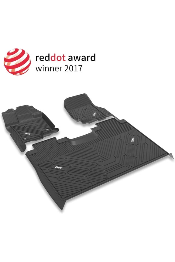 Floor Mats + Front Carpet for Ford F150 SuperCrew Cab 2015-2024 TPE All Weather Custom Fit 1st and 2nd Row Full Set Car Liners Black
