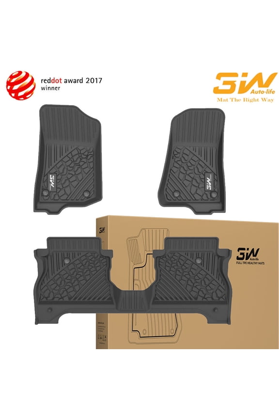 Floor Mats for Jeep Gladiator 2020-2023 TPE Floor Liner 1st & 2nd Row Full Set Car liners TPE All Weather Protection Floor Mats, Floor Liners Front & Rear Complete Set(Random logo color)
