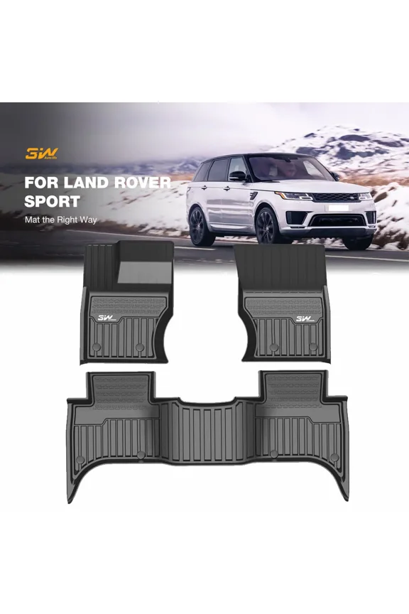 Floor Mats For Range Rover Sport 2014-2023 Custom Fit for Land Rover Sport 1st and 2nd Row (Not for Range/Land Rover Discovery Sport) Black Car Liners TPE All Weather