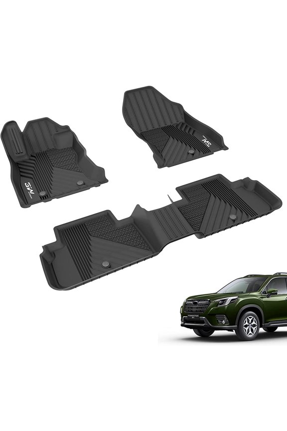 Floor Mats for Subaru Forester 2019-2024 TPE All Weather Protection Custom Full Set Floor Liners Include 1st and 2nd Row Front & Rear, Automotive Floor Mats TPE Black