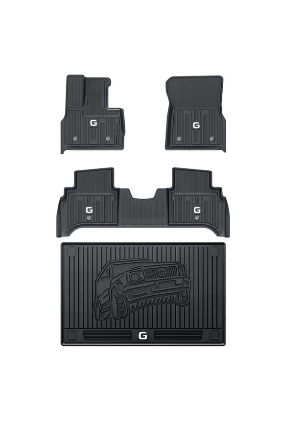 Floor Mats and Trunk Mat for Mercedes Benz G Class (2019-2023), TPE All Weather Custom Fit Floor Liner and Car Mat for Benz G Class,1st & 2nd Row with Trunk Mat Full Set TPE Car Mats