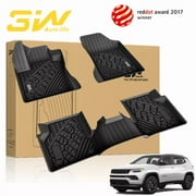 3W Floor Mats for Jeep Compass 2017-2024 Full Set Front and Rear 2 Rows seat Floor Liner with All Weather Odorless TPE New Body Style Only, Black