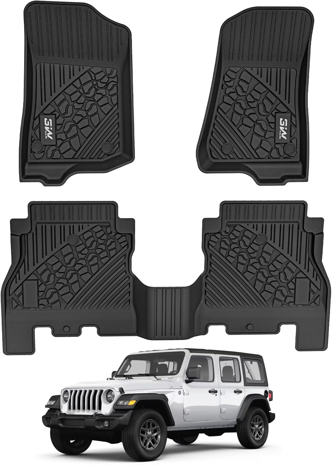 Wrangler Rugs 3W Floor Mats for Jeep Wrangler JL 2018-2025 - Heavy Duty Floor Liners ...