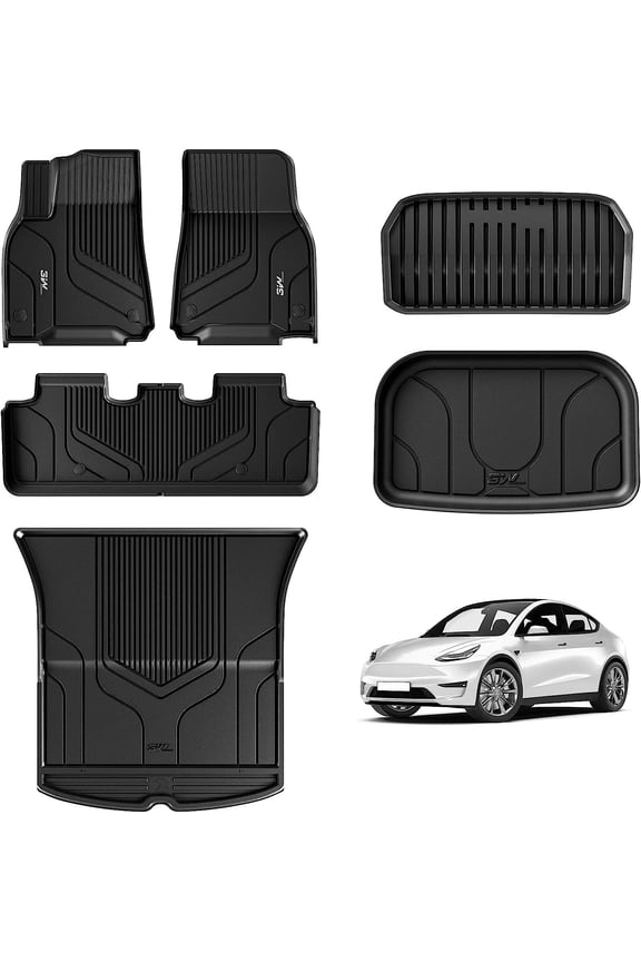 Floor Mats for Tesla Model Y 2020-2024, Custom-Fit All Weather Heavy Duty, 6-Piece Black Floor Mats Fits Tesla Model Y