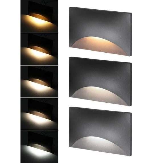 3 Pack 5CCT 120V LED Step Lights, Dimmable Stair Lights IP65 Waterproof, Aluminum Shell, Anti-Glare, CRI90, Black