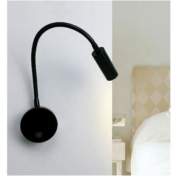 3W LED Bedside Reading Light Flexible Swan LED Reading Light (Black) Wall Light LED Reading Light with Switch Warm White 3000K Modern 3076cm..