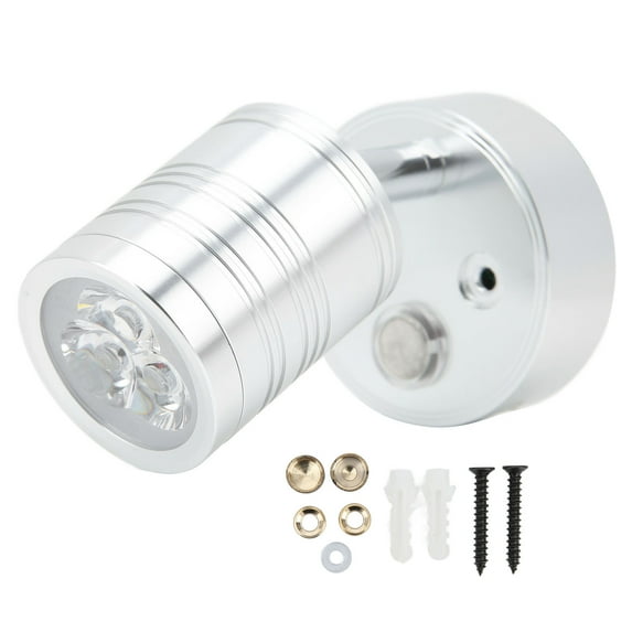 3W LED RV Reading Lamp Touch Dimmer Warm White Light 10-30V for Bedroom Cabin Truck Trailer Boat Yacht Silver