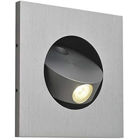 3W LED Wall Recessed Step Stair Lighting Bedside Reading Light Fixture Hidden On/Off Switch Adjustable Warm White Silver Square