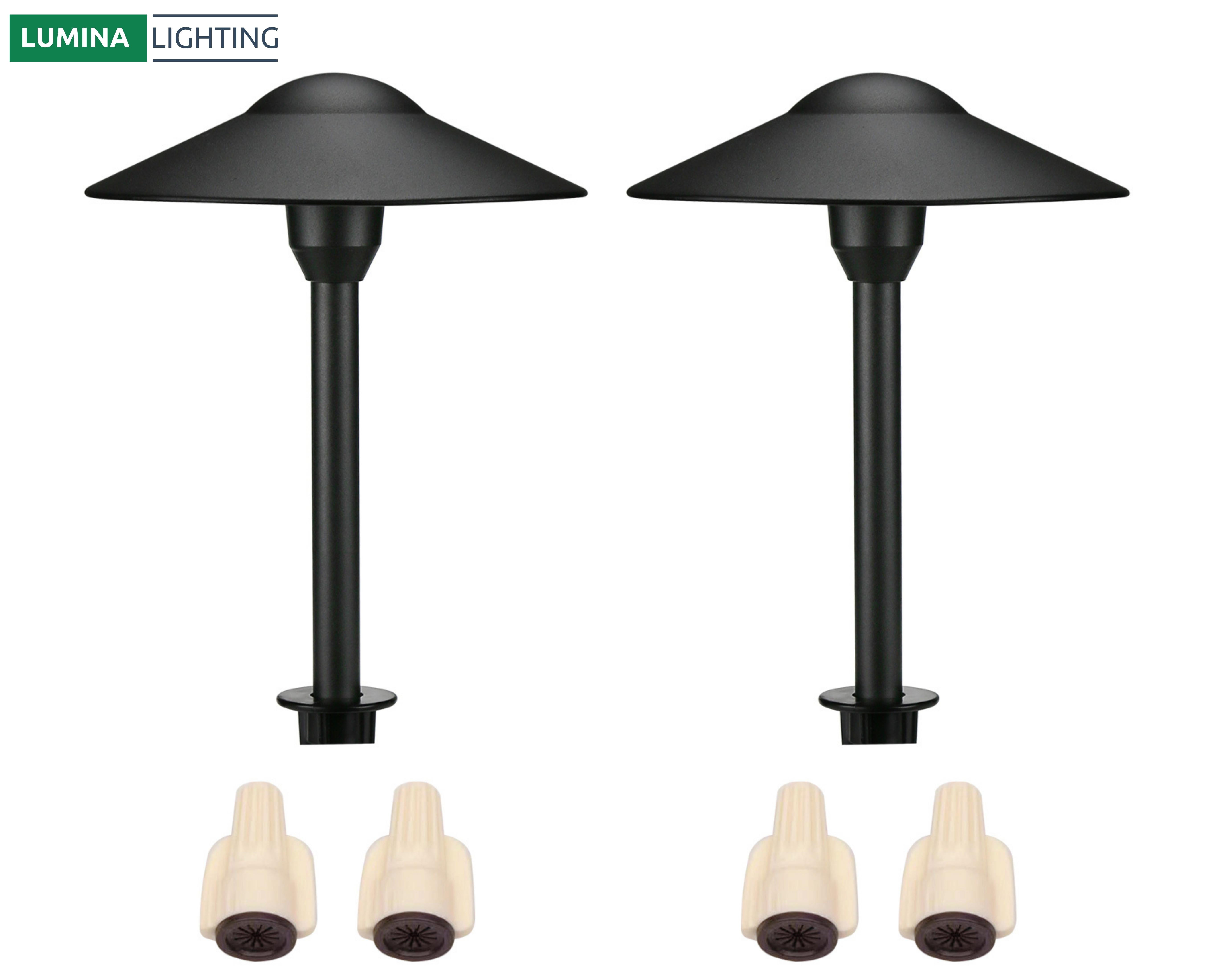 Black Cast Aluminum LED Pathway Lights with 3000K Warm White (2-Pack)