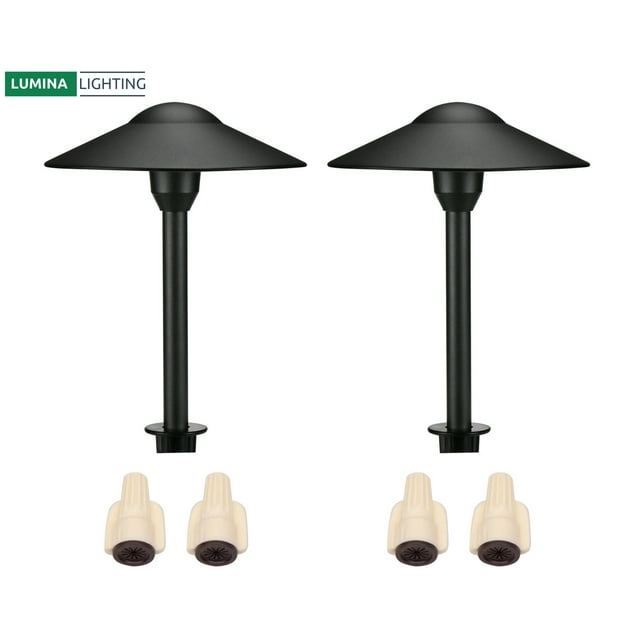 3W Landscape Pathway Lights (2 Pack) - Low Voltage Cast-Aluminum Outdoor Pathway Light and Area Light 3000K 12V Waterproof - G4 LED 3W Bulb Lighting for Yard Garden Pathway (Black)