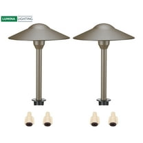 3W Landscape Pathway Lights (2 Pack) - Low Voltage Cast-Aluminum Outdoor Pathway Light and Area Light - 3000K 12V Waterproof - G4 LED 3W Bulb Lighting for Yard Garden Pathway (Bronze)