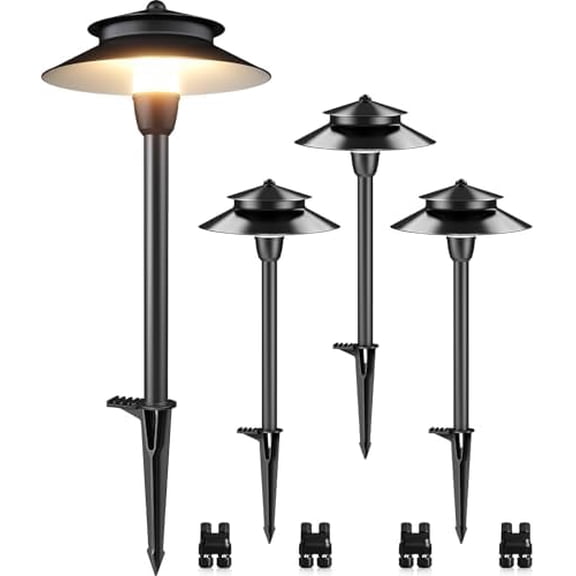 3W Low Voltage Pathway Lights Wired Landscape Path Lights Outdoor Low Voltage Landscape Lighting 3000k Waterproof LED Landscape Lights with Connector for Garden Walkway, 4 Pack