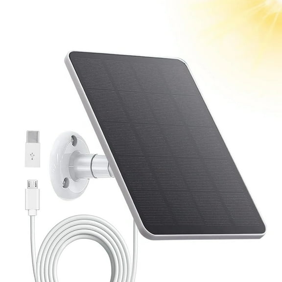 3W Solar Panel for Security Camera, 5V USB Solar Panel Charger with 9.8ft Cable Micro USB & Type C Port, Compatible with Rechargeable Battery Powered Cam, IP65 Waterproof, 360° Adjustable Bracket