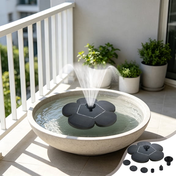 3W Solar Powered Bird Bath Fountain Pump 5 Spray Modes Water Shortage Protection Filter System Solar Water Pump for Bird Bath Garden Courtyard Swimming Pool Pond Outdoor Yard Landscaping Decor