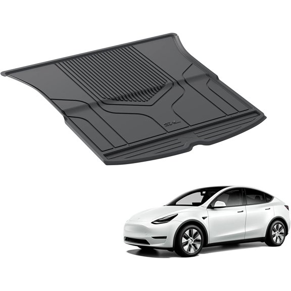 3W Trunk Mat for Tesla Model Y 2020-2023 TPE All Weather Black Car Floor Mat Custom Fit Cargo Liner