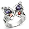 thumbnail image 1 of 3W233 - Rhodium Brass Ring with AAA Grade CZ in Multi Color, 1 of 1