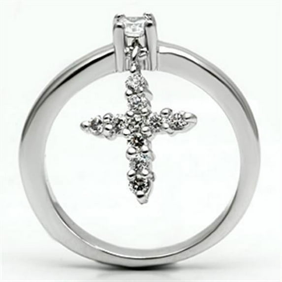 3W293 - Rhodium Brass Ring with AAA Grade CZ in Clear