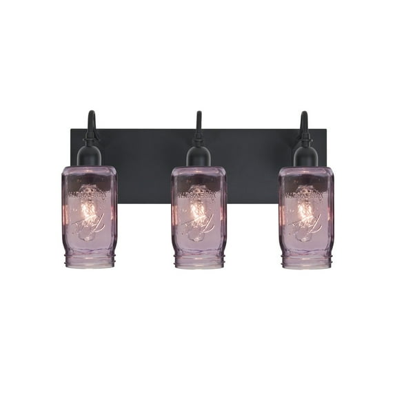3WG-MILO4PL-BK-Besa Lighting-Milo 4 - Three Light Bath Vanity-Purple Glass Color