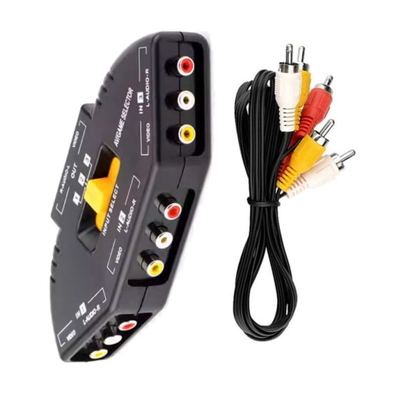 3Way Video Video Switches Video Splitter Box For Connecting 3Devices To Tvs With Video Cable Stereo Music Video Splitter Adapter