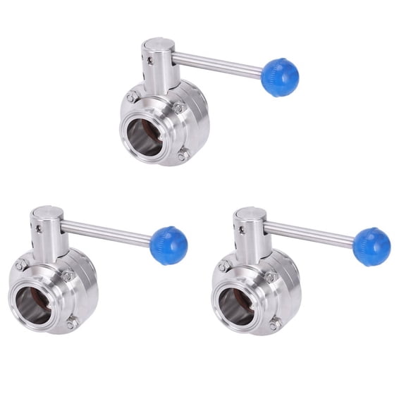 3X 1-1/2Inch 38mm Stainless Steel Sanitary 1.5Inch Tri Clamp Butterfly Control Valve Homebrew Beer Dairy Product