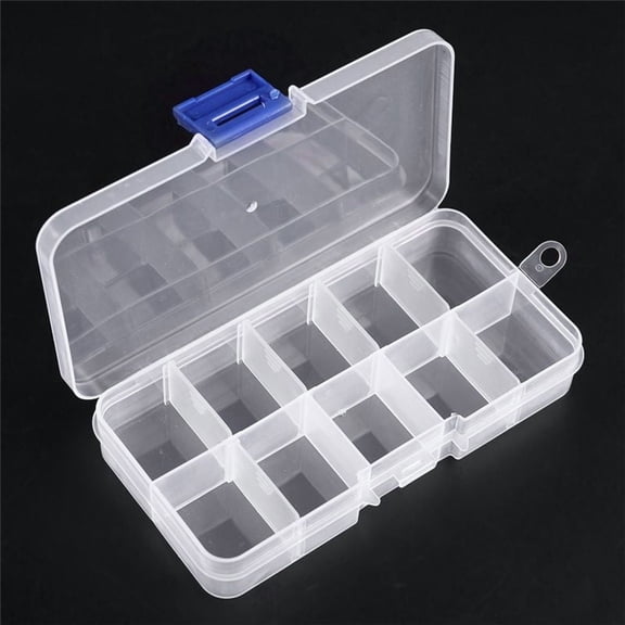 3X 1 to 10 Compartment Plastic Storage Box Transparent for Pearl Pin Jewelry Tools Small Accessories,3 x 10 Compartment Plastic Storage Box,Transparent