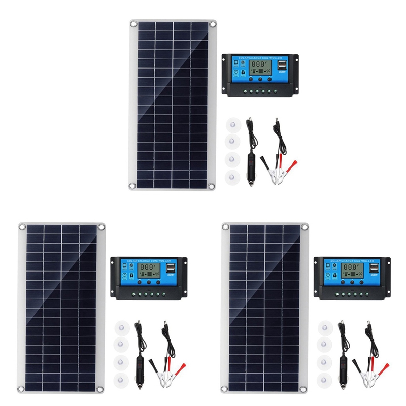 3X 10W Flexible Solar Panel Solar Cells for Car RV Boat Home Roof Van