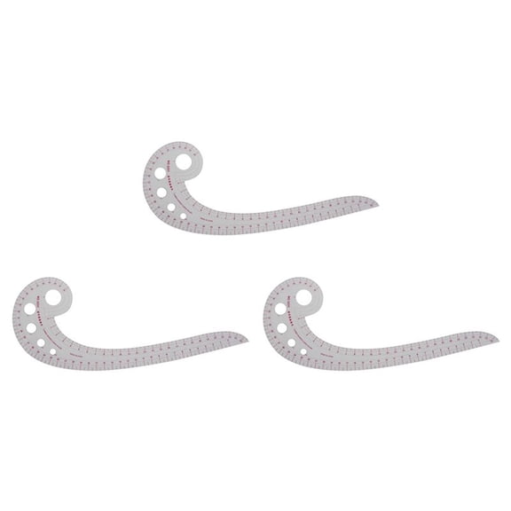 3X 11.8 Inch Long Comma Shaped Plastic Transparent French Curve Ruler Spline,3 x French Curve Ruler,Transparent & Red