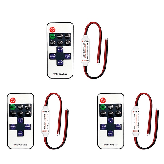 3X 11 Key Mini Wireless Remote Controller Controller for Single Color LED Strip Lights Wireless Switch Control Dimmer,3 x Lighting controller 3 x Connecting wire