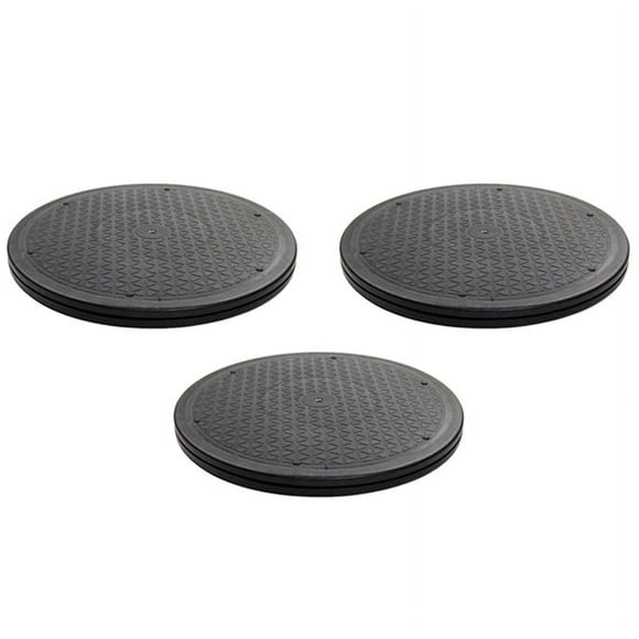 3X 12 Inch Heavy Duty Rotating Swivel Steel Ball Bearings Stand for Monitor TV Turntable Lazy Susans Black Round Shape,3 x Shelf,black