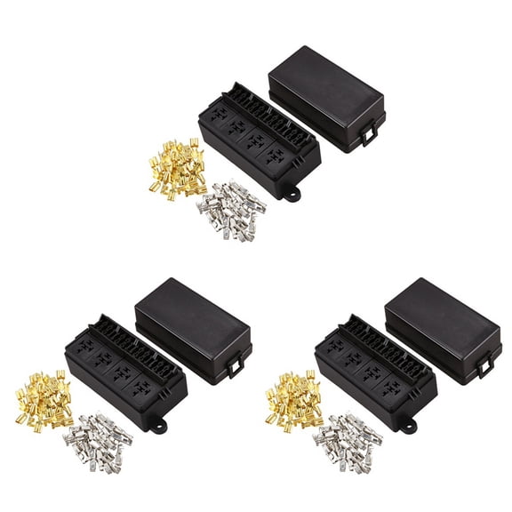 3X 12 Way Blade Fuse Holder Box with Spade Terminals for Car Truck Trailer and Boat