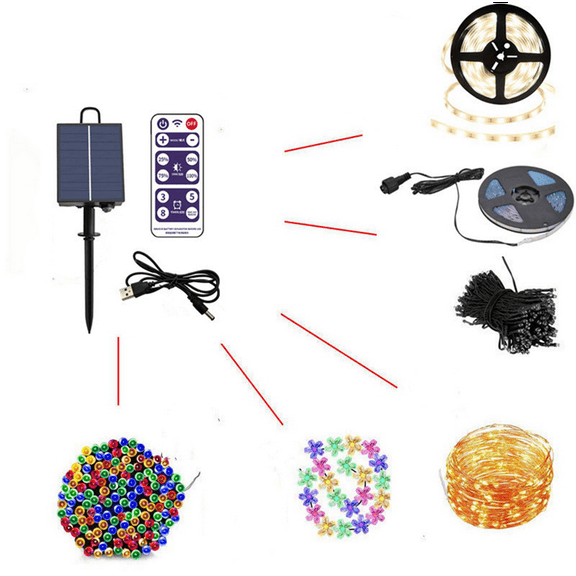 3X 1200mAh Solar Panel Control Box Kits Lithium Battery Panel for 3.7V 24V LED String Strip Lamp DC Charging