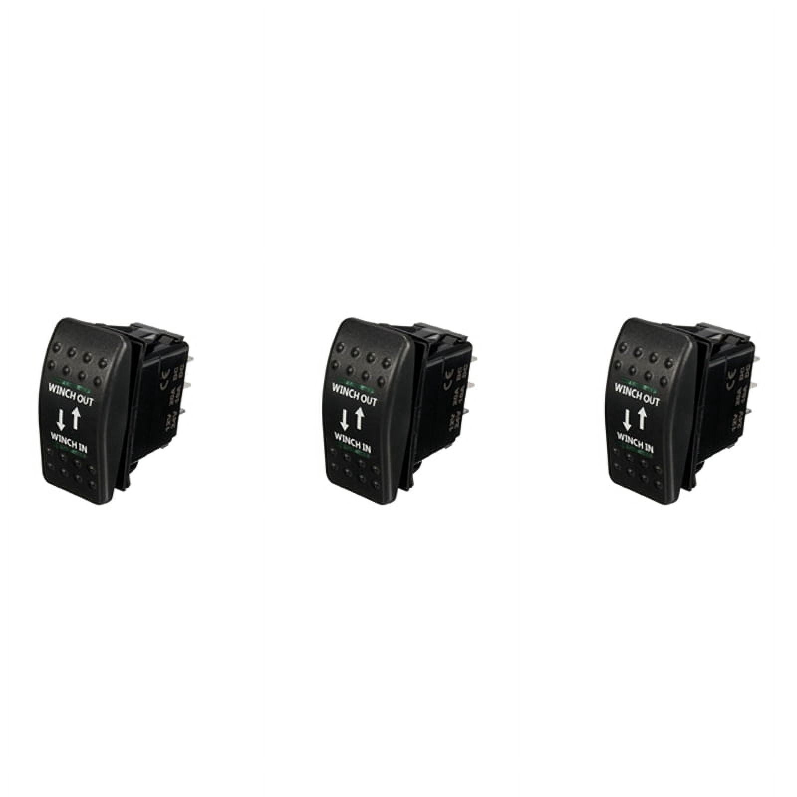 3X 12V 20A Winch in Winch Out ON-OFF-ON Rocker Switch 7 Pin LED Green ...