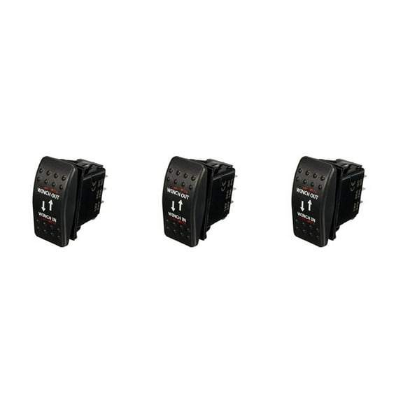 3X 12V 20A Winch in Winch Out -ON Rocker Switch 7 Pin LED RED