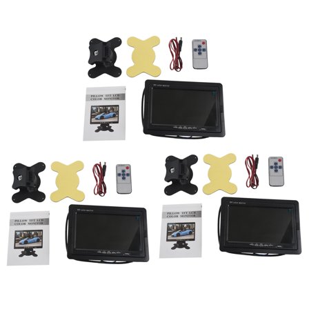 3X 12V-24V 7 inch TFT LCD Color HD Monitor for Car CCTV Reverse Rear View Backup Camera,Black