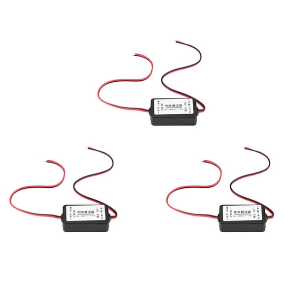 3X 12V Car Rear View Camera Rectifier Relay Capacitor Filter Connector for Rear View Lens Anti-Interference Ballast,3 x Rectifier,Black&Red