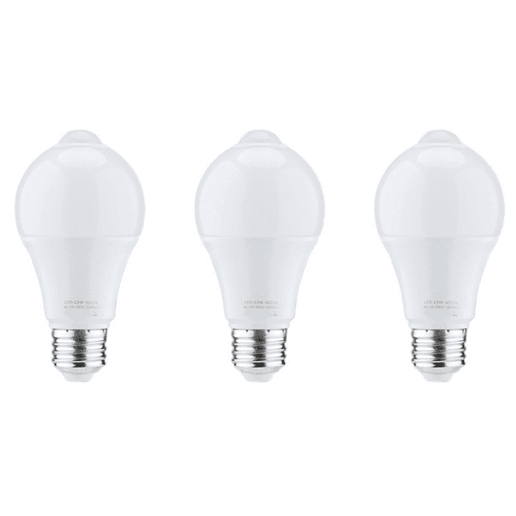 3X 12W Motion Sensor Light Bulb,Outdoor/Indoor Movement Activated Security LED Bulb,1000LM,E26/B22,3500K Warm White
