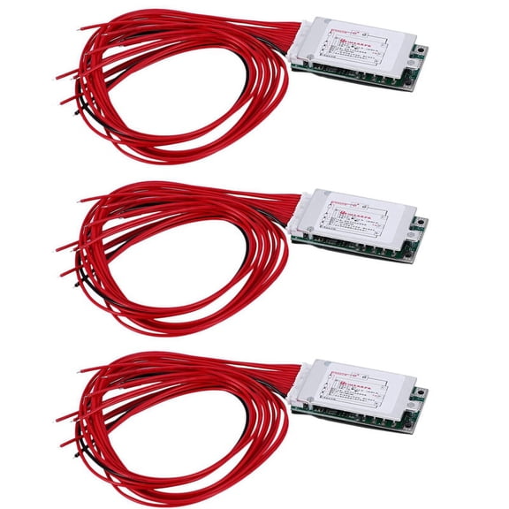 3X 13S 48V 15A Li-Ion Lipolymer Battery Protection Board PCB Board with Heatsink for E-Bike EScooter,3 * Li-ion Battery Protection Board 3 * wire,Silver & green