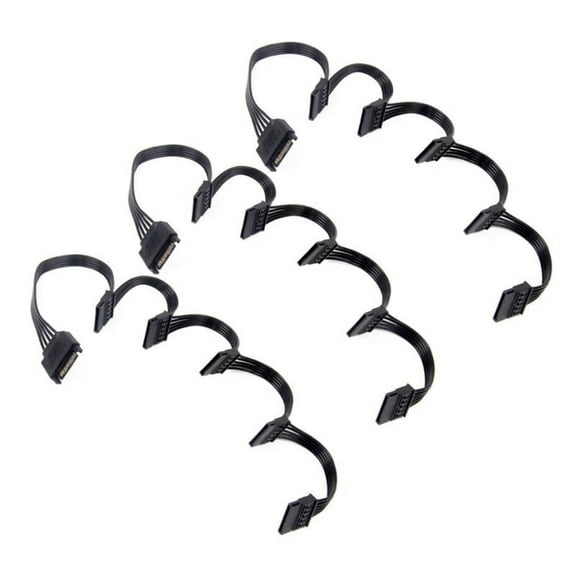 3X 15 Pin Power Extension Hard Drive Cable 1 Male to 5 Female Power Supply Splitter Adapter Cable For DIY PC Sever