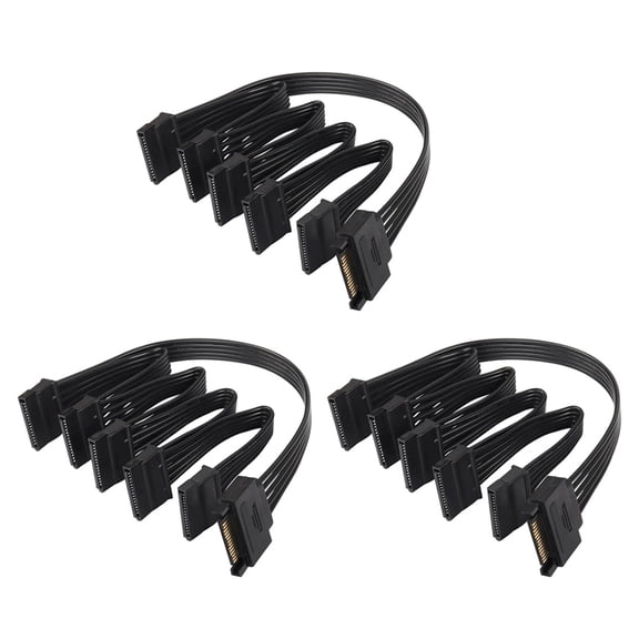 3X 15 Pin Power Splitter 1 To5 Hard Drive HDD SSD Power Supply Cable Cord Extension Cable Hard Disk Expansion Cable