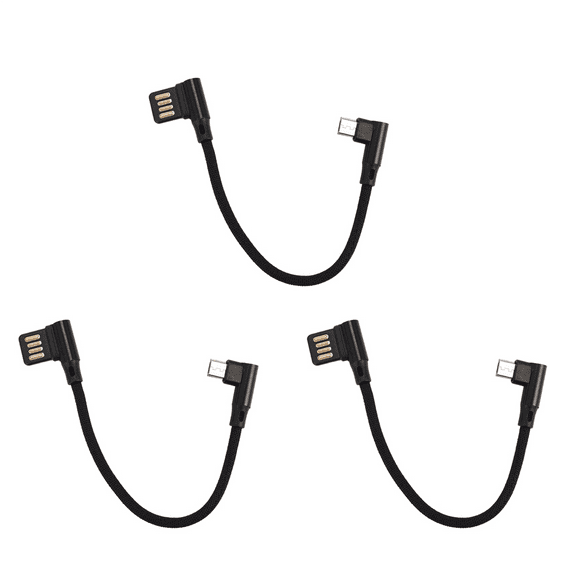3X 15Cm Micro-Usb 5Pin Right Angle to Left Right Angle 90 Degree Usb 2.0 Dual Elbow Data Cable for Tablet & Phone V8