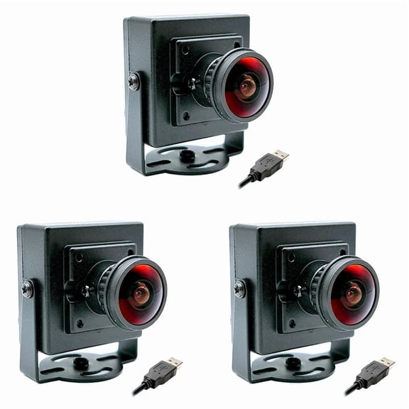 3X 160 Degree Wide Angle 1.8mm Fisheye 2K HD PC Webcam Plug & Play 30fps 2560x1440 High Speed Video Live Computer Camera,3x Camera,Black