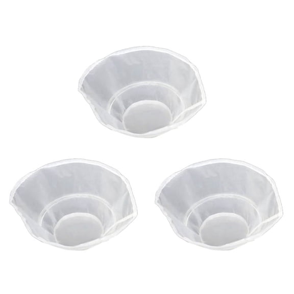 3X 160 Mesh Reusable Fine Mesh Wine Strainer Juice Soy Milk Nut Milk Tea Nylon Filter Bag Bowl Shape Food Coffee Filter,3 x filter Net bag,White