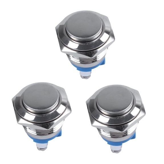 3X 16mm High Round High Round Momentary Metal Push Button Switch,3x Metal Push Button Switch,as shown