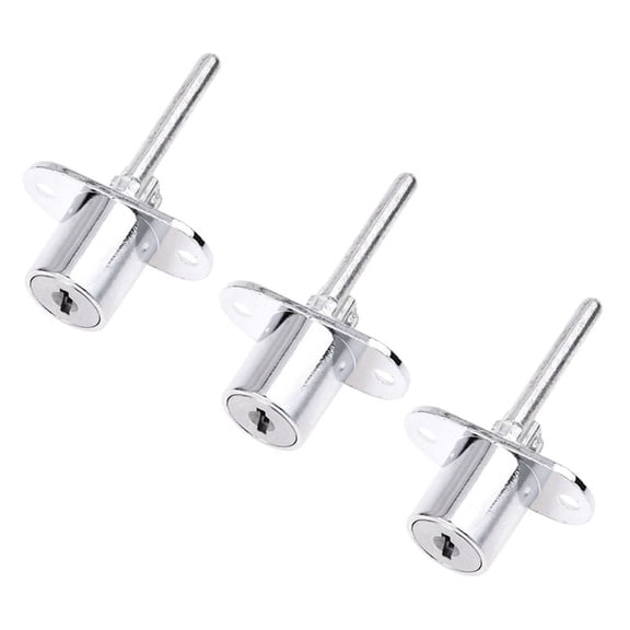 3X 19mm Cylinder Head Diameter Silver Tone Metal Drawer Plunger Lock with 2 Keys,3 x Plunger Lock 6 x Keys,Silver