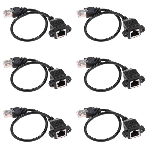 3X 1FT RJ45 Male to Female  Panel Mount Ethernet LAN Network Extension Cable