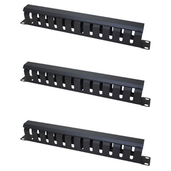 3X 1U Horizontal Mount 19 Inch Server Rack , 12 Slot Metal Finger Duct Wire Organizer with Cover